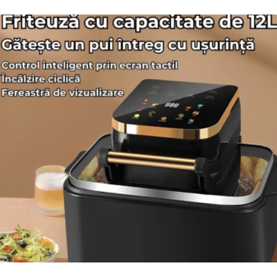 UB Friteuza Airfryer 3in1 capacitate 12L putere 1700W Digital Display Led Fara Ulei Touch Control 11 Programe Timer