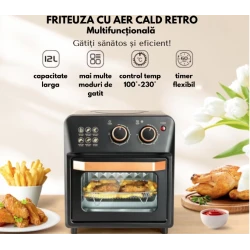 Friteuza cu aer cald retro (cuptor electric) cu prajitor de paine cuptor cu convectie de 12 l pentru casa