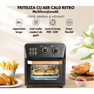 Friteuza cu aer cald retro (cuptor electric) cu prajitor de paine cuptor cu convectie de 12 l pentru casa