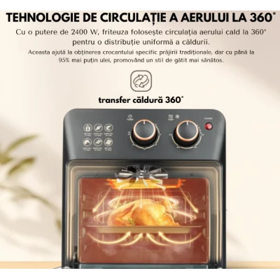 Friteuza cu aer cald retro (cuptor electric) cu prajitor de paine cuptor cu convectie de 12 l pentru casa