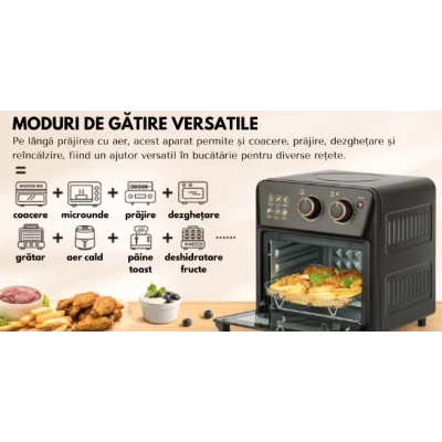 Friteuza cu aer cald retro (cuptor electric) cu prajitor de paine cuptor cu convectie de 12 l pentru casa