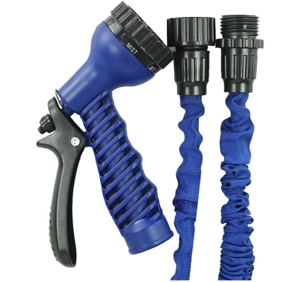 Furtun extensibil pentru gradina 15 m cu pistol de udat albastru
