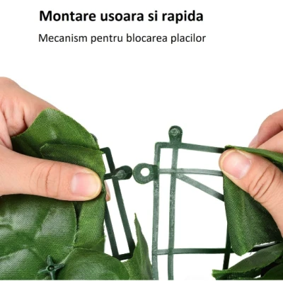 Gard 1m x 3m lungime cu frunze artificiale verde decoractiv