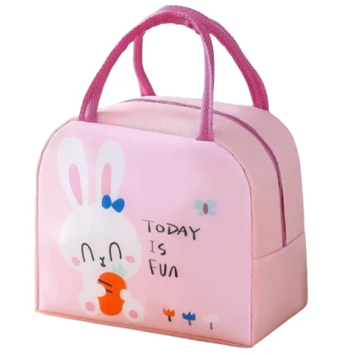 Geanta de pranz termica din panza Pink Bunny