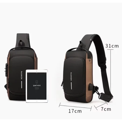 Geanta de umar barbati Crossbody cu buzunar antifurt impermeabila