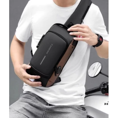 Geanta de umar barbati Crossbody cu buzunar antifurt impermeabila
