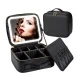 Geanta pentru cosmetice cu oglinda si lumina LED compartiment separat pentru pensule