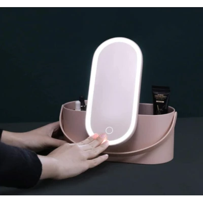 Geanta portabila make-up cu led si oglinda