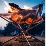 Gratar pliabil pentru camping cu plasa din otel inoxidabil