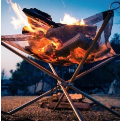 Gratar pliabil pentru camping cu plasa din otel inoxidabil