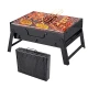 Gratar portabil tip valiza pentru gradina camping plaja din metal negru 27cmx35cmx23cm