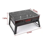 Gratar portabil tip valiza pentru gradina camping plaja din metal negru 27cmx35cmx23cm