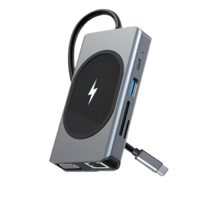 Hub cu 9 porturi diferite Q HU666 si incarcare wireless