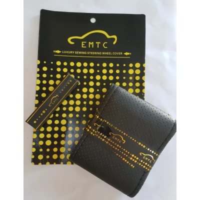 Husa volan Neagra cu ac si ata imitatie piele