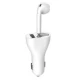 Incarcator auto cu casca wireless inclusa conectare bluetooth Alb