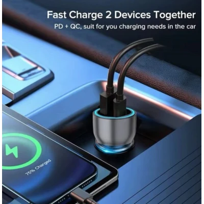 Incarcator auto QCD712 putere 53W 1 USB A  + 1 USB C