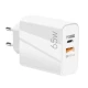 Incarcator de priza putere 65W cu 2 porturi Alb
