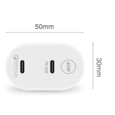 Incarcator de priza rapid PD cu USB C 2 porturi 40W