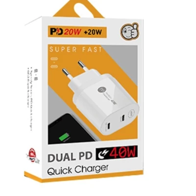 Incarcator de priza rapid PD cu USB C 2 porturi 40W