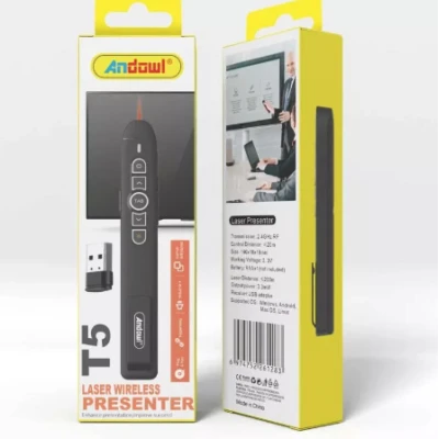 Indicator Laser T5 Wireless pentru prezentari inteligent receptor USB distanta control 20m