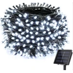 UB Instalatie Craciun Solara ALB RECE 500 Led 50 metri 7 jocuri lumini si telecomanda