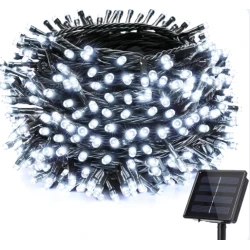 UB Instalatie Craciun Solara ALB RECE 500 Led 50 metri 7 jocuri lumini si telecomanda