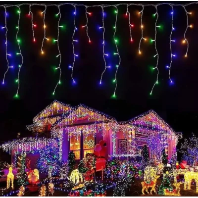 Instalatie de Craciun 1500 25 tip FRANJURI de 20 metri 430 LED MULTICOLOR