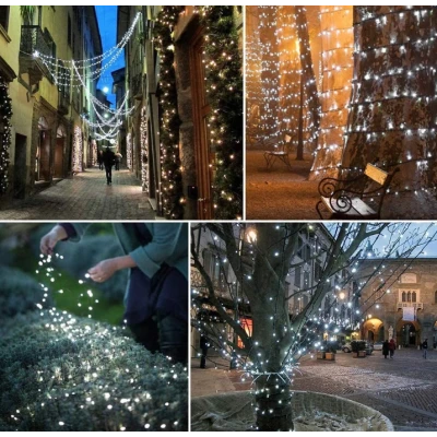 Instalatie de Craciun tip Rola interior sau exterior rezistenta 50m 300LED ALB RECE