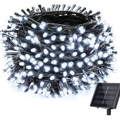 Instalatie solara 1000 LED de 100 metri cu telecomanda pentru exterior ALB RECE HS
