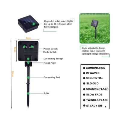 Instalatie solara 30 metri cu 300 LED fir CUPRU telecomanda ALB CALD 1500 21
