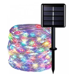 Instalatie solara 30 metri cu 300 LED fir CUPRU telecomanda MULTICOLOR 1500 21