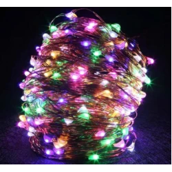 Instalatie solara 30 metri cu 300 LED fir CUPRU telecomanda MULTICOLOR 1500 21