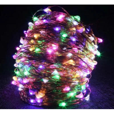 Instalatie solara 30 metri cu 300 LED fir CUPRU telecomanda MULTICOLOR 1500 21