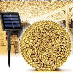Instalatie solara 500 LED de 50 metri cu telecomanda pentru exterior ALB CALD HS