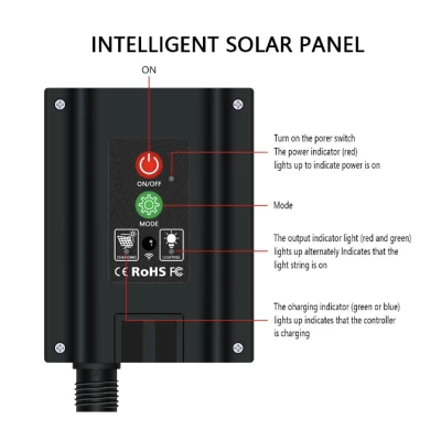 Instalatie solara 500 LED de 50 metri cu telecomanda pentru exterior ALB CALD HS