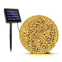 Instalatie solara decorativa lungime 30 metri cu 300 LED ALB CALD