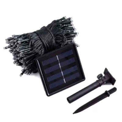 Instalatie solara decorativa lungime 30 metri cu 300 LED ALB CALD