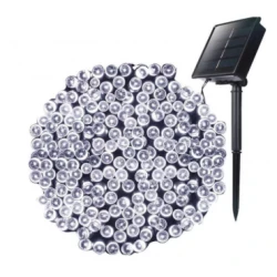 Instalatie solara decorativa lungime 30 metri cu 300 LED ALB RECE
