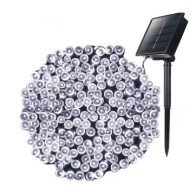 Instalatie solara decorativa lungime 30 metri cu 300 LED ALB RECE