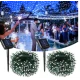 Instalatie solara decorativa lungime 30 metri cu 300 LED ALB RECE