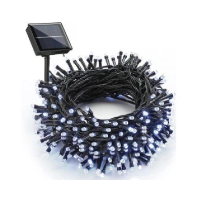 Instalatie solara decorativa lungime 30 metri cu 300 LED ALB RECE