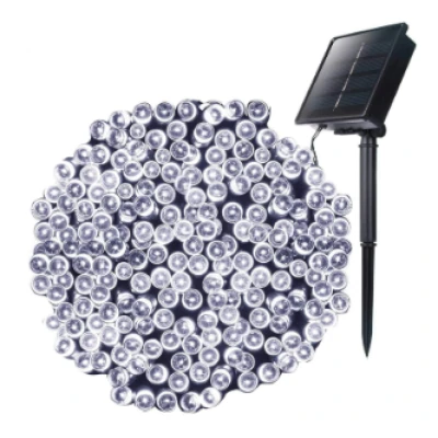 Instalatie solara decorativa lungime 30 metri cu 300 LED ALB RECE
