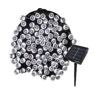 Instalatie solara decorativa lungime 30 metri cu 300 LED ALB RECE