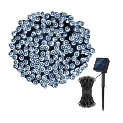 Instalatie solara decorativa lungime 30 metri cu 300 LED ALB RECE