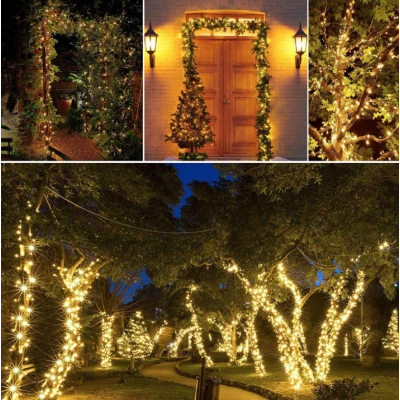 Instalatie solara decorativa 450 LED lungime 45 metri 1500 12 ALB CALD