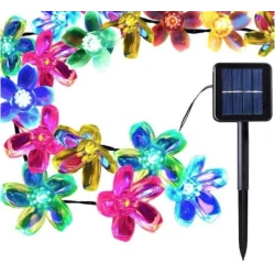 Instalatie solara flori de cires RGB cu 50 led-uri multicolor