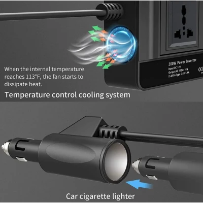 Invertor curent auto 300W 12V/220V USB Q-CC8200