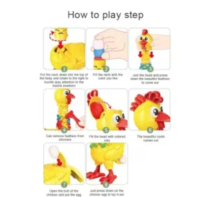 Jucarie interactiva cu plastilina Puiul amuzant cu pene colorate