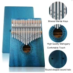 Kalimba 101 Instrument muzical ALBASTRU din lemn 17 note 