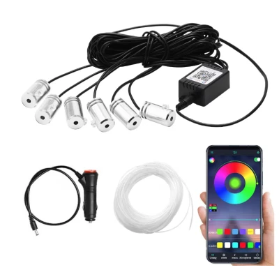 Kit 4 Benzi LED Lumini Ambientale auto RGB Control din Aplicatie Telefon